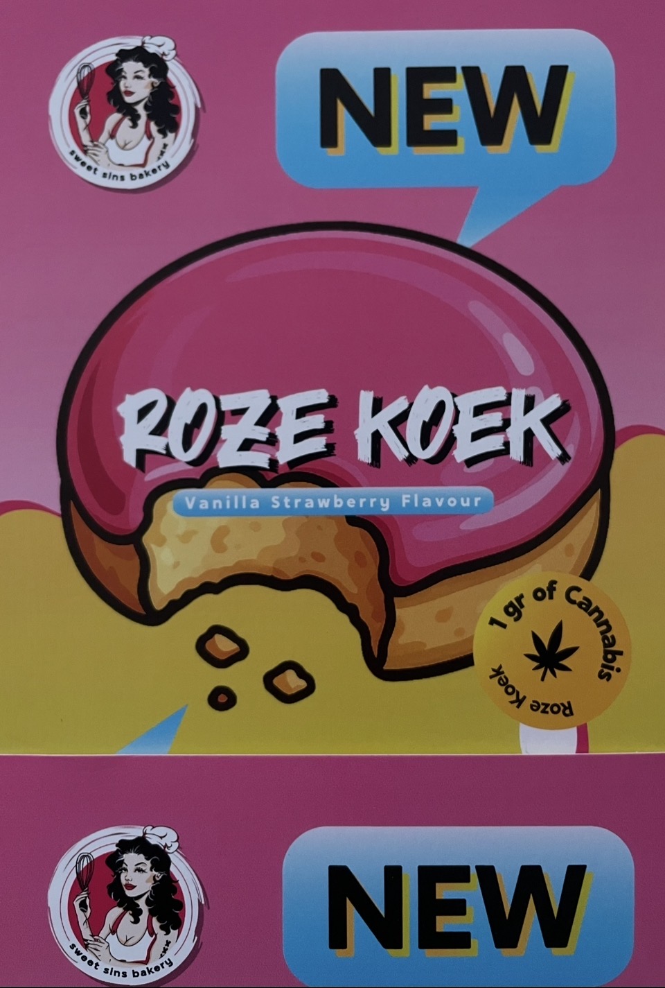 Roze koek Vanilla Strawberry Flavour 100mg - Image 4